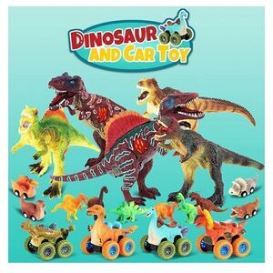 New in Box Fickle Brand Lot Of Pull Back Cars and Dinosaurs